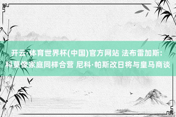 开云·体育世界杯(中国)官方网站 法布雷加斯: 科莫像家庭同样合营 尼科·帕斯改日将与皇马商谈