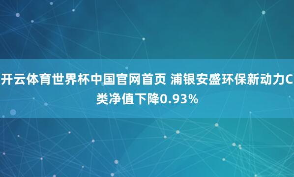 开云体育世界杯中国官网首页 浦银安盛环保新动力C类净值下降0.93%