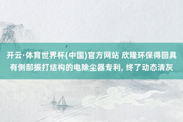 开云·体育世界杯(中国)官方网站 欣隆环保得回具有侧部振打结构的电除尘器专利， 终了动态清灰