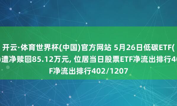 开云·体育世界杯(中国)官方网站 5月26日低碳ETF(159885)遭净赎回85.12万元， 位居当日股票ETF净流出排行402/1207
