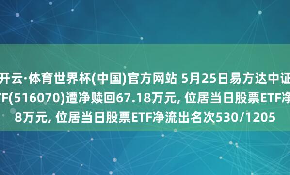 开云·体育世界杯(中国)官方网站 5月25日易方达中证内地低碳经济主题ETF(516070)遭净赎回67.18万元, 位居当日股票ETF净流出名次530/1205