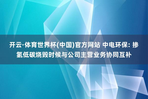 开云·体育世界杯(中国)官方网站 中电环保: 掺氢低碳烧毁时候与公司主营业务协同互补