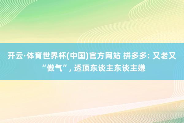 开云·体育世界杯(中国)官方网站 拼多多: 又老又 “傲气”， 透顶东谈主东谈主嫌