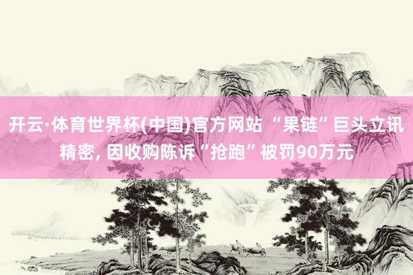 开云·体育世界杯(中国)官方网站 “果链”巨头立讯精密， 因收购陈诉“抢跑”被罚90万元