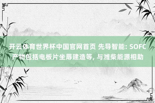 开云体育世界杯中国官网首页 先导智能: SOFC产物包括电板片坐蓐建造等, 与潍柴能源相助