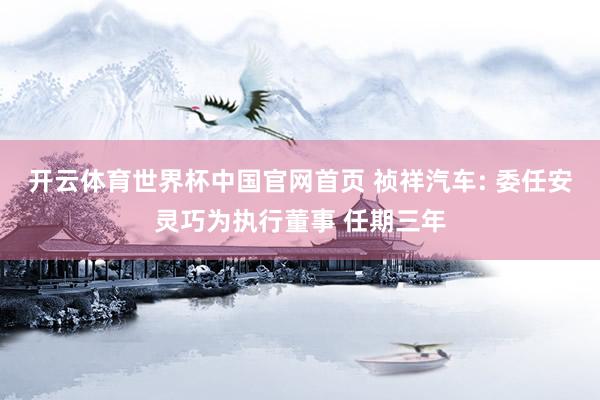 开云体育世界杯中国官网首页 祯祥汽车: 委任安灵巧为执行董事 任期三年