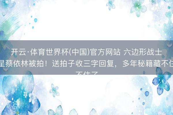 开云·体育世界杯(中国)官方网站 六边形战士追星蔡依林被拍！送拍子收三字回复，多年秘籍藏不住了