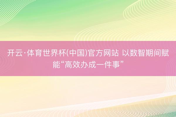 开云·体育世界杯(中国)官方网站 以数智期间赋能“高效办成一件事”