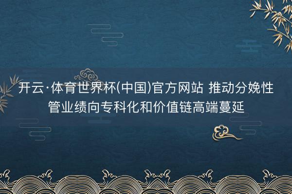 开云·体育世界杯(中国)官方网站 推动分娩性管业绩向专科化和价值链高端蔓延