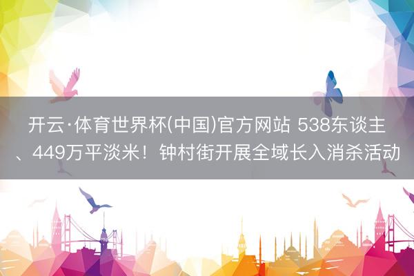 开云·体育世界杯(中国)官方网站 538东谈主、449万平淡米！钟村街开展全域长入消杀活动