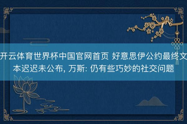 开云体育世界杯中国官网首页 好意思伊公约最终文本迟迟未公布， 万斯: 仍有些巧妙的社交问题